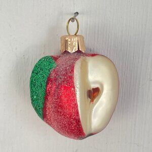 Christmas Ornament Apple Glass Small Glitter Red Green Fruit Tree Decoration